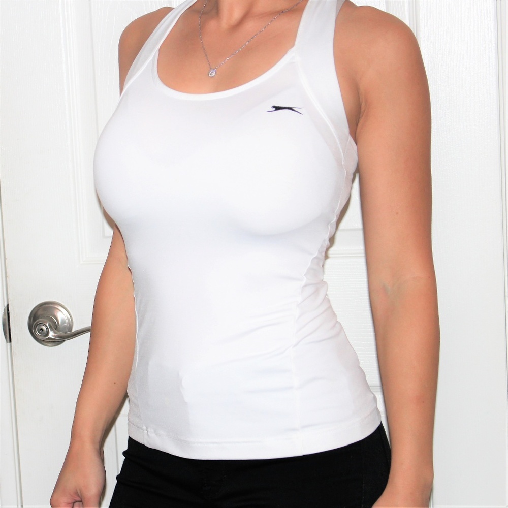 Form-fitting White Puma Tennis Tank Top